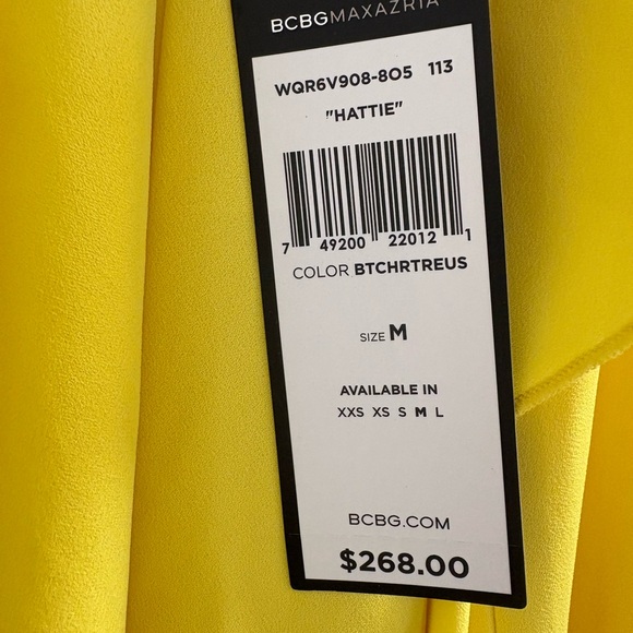 BCBGMaxAzria Bright Yellow Ruffle-Front Mini Dress - Picture 3 of 3